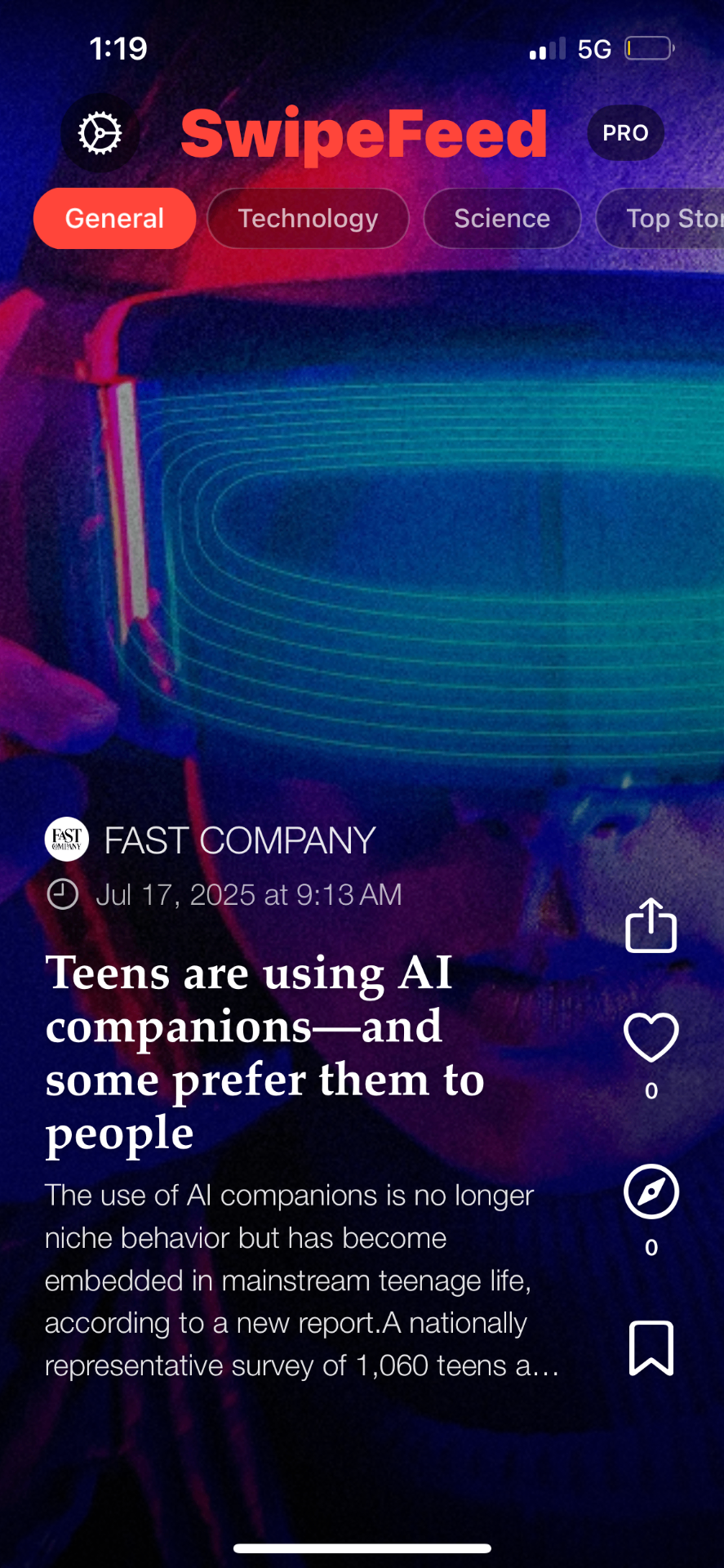 SwipeFeed tech news about AI companions